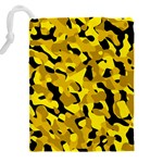 Black and Yellow Camouflage Pattern Drawstring Pouch (5XL) Back