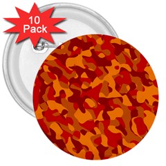 Red And Orange Camouflage Pattern 3  Buttons (10 Pack)  by SpinnyChairDesigns