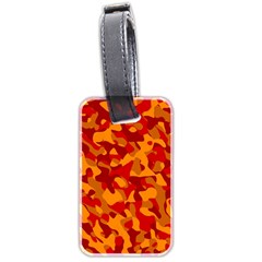 Red And Orange Camouflage Pattern Luggage Tag (two Sides) by SpinnyChairDesigns