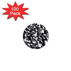 Black And White Camouflage Pattern 1  Mini Magnets (100 Pack)  by SpinnyChairDesigns