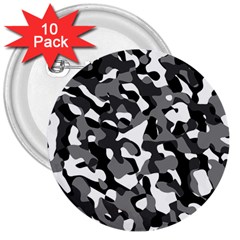 Black And White Camouflage Pattern 3  Buttons (10 Pack)  by SpinnyChairDesigns