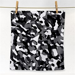 Black And White Camouflage Pattern Face Towel by SpinnyChairDesigns