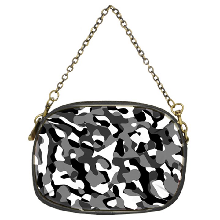 Black and White Camouflage Pattern Chain Purse (Two Sides)