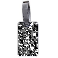 Black And White Camouflage Pattern Luggage Tag (one Side) by SpinnyChairDesigns