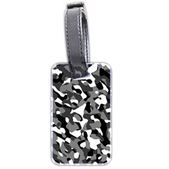 Black And White Camouflage Pattern Luggage Tag (two Sides) by SpinnyChairDesigns