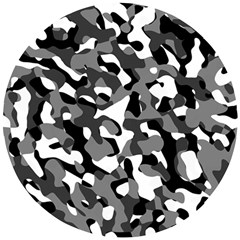 Black And White Camouflage Pattern Wooden Puzzle Round by SpinnyChairDesigns