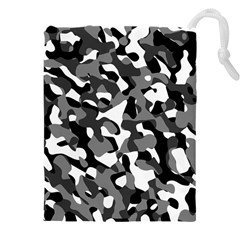 Black And White Camouflage Pattern Drawstring Pouch (5xl) by SpinnyChairDesigns