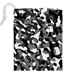 Black and White Camouflage Pattern Drawstring Pouch (5XL) Back