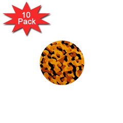 Orange And Black Camouflage Pattern 1  Mini Magnet (10 Pack)  by SpinnyChairDesigns