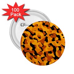 Orange And Black Camouflage Pattern 2 25  Buttons (100 Pack)  by SpinnyChairDesigns