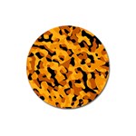 Orange and Black Camouflage Pattern Magnet 3  (Round) Front