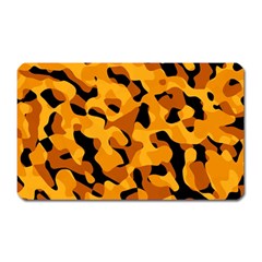 Orange And Black Camouflage Pattern Magnet (rectangular) by SpinnyChairDesigns