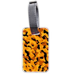 Orange And Black Camouflage Pattern Luggage Tag (two Sides) by SpinnyChairDesigns