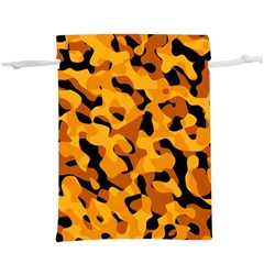 Orange And Black Camouflage Pattern  Lightweight Drawstring Pouch (xl) by SpinnyChairDesigns