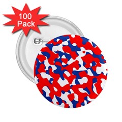 Red White Blue Camouflage Pattern 2 25  Buttons (100 Pack)  by SpinnyChairDesigns