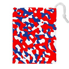 Red White Blue Camouflage Pattern Drawstring Pouch (5xl) by SpinnyChairDesigns