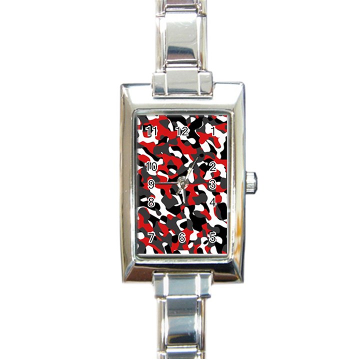 Black Red White Camouflage Pattern Rectangle Italian Charm Watch