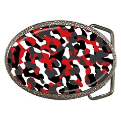 Black Red White Camouflage Pattern Belt Buckles by SpinnyChairDesigns