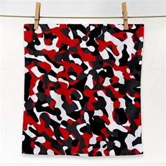 Black Red White Camouflage Pattern Face Towel by SpinnyChairDesigns