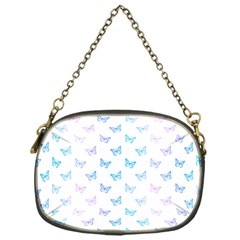 Light Blue Pink Butterflies Pattern Chain Purse (one Side) by SpinnyChairDesigns