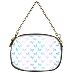 Light Blue Pink Butterflies Pattern Chain Purse (One Side) Front