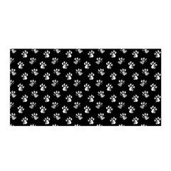 Cat Dog Animal Paw Prints Black And White Satin Wrap by SpinnyChairDesigns