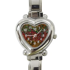 Stylish Fall Colors Camouflage Heart Italian Charm Watch by SpinnyChairDesigns