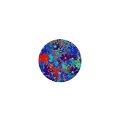 Cosmos Flowers Blue Red 1  Mini Magnets by DinkovaArt