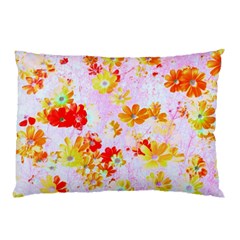 Cosmos Flowers Orange Pillow Case by DinkovaArt