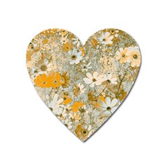 Cosmos Flowers Sepia Color Heart Magnet by DinkovaArt