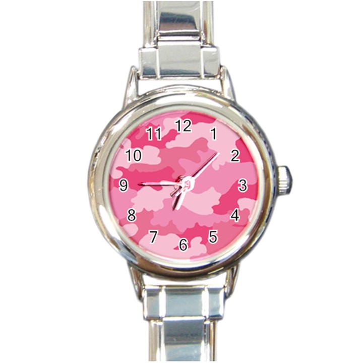 Camo Pink Round Italian Charm Watch