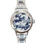 Camo Blue Round Italian Charm Watch Front