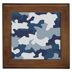 Camo Blue Framed Tile by MooMoosMumma