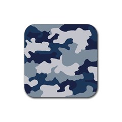 Camo Blue Rubber Coaster (square)  by MooMoosMumma