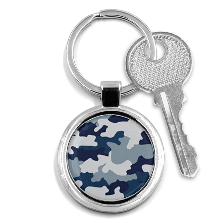 Camo Blue Key Chain (Round)