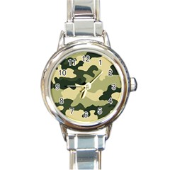 Camo Green Round Italian Charm Watch by MooMoosMumma