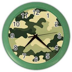 Camo Green Color Wall Clock by MooMoosMumma