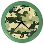 Camo Green Color Wall Clock Front