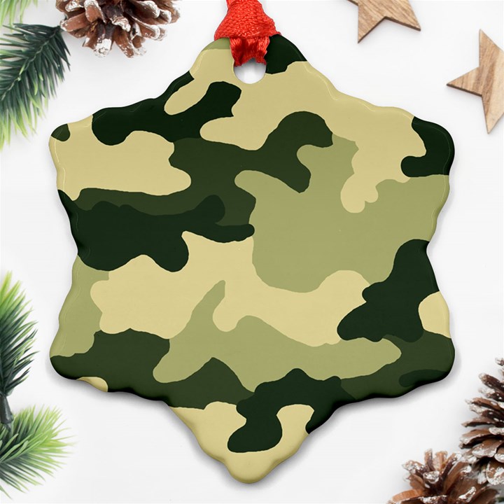 Camo Green Snowflake Ornament (Two Sides)