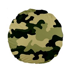 Camo Green Standard 15  Premium Flano Round Cushions by MooMoosMumma