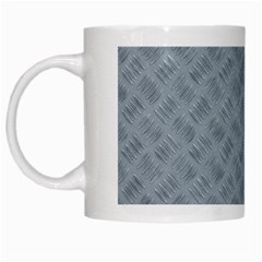 Grey Diamond Plate Metal Texture White Mugs by SpinnyChairDesigns