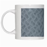 Grey Diamond Plate Metal Texture White Mugs Left