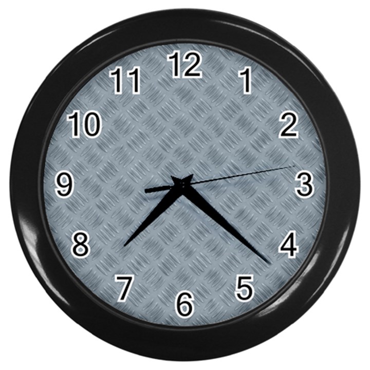 Grey Diamond Plate Metal Texture Wall Clock (Black)