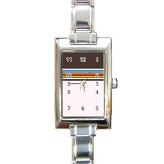 Vintage Stripes Rectangle Italian Charm Watch by tmsartbazaar