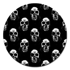 Black And White Skulls Magnet 5  (round) by SpinnyChairDesigns