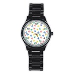 Cute Cartoon Germs Viruses Microbes Stainless Steel Round Watch Front