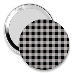 Black And White Buffalo Plaid 3  Handbag Mirrors by SpinnyChairDesigns