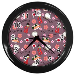 Japan Girls Wall Clock (black) by kiroiharu