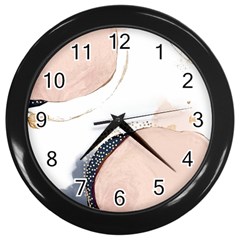 Pink And Blue Marble Wall Clock (black) by kiroiharu