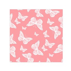 Pink And White Butterflies Small Satin Scarf (square) by SpinnyChairDesigns